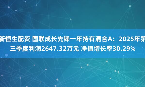 新恒生配资 国联成长先锋一年持有混合A：2025年第三季度利润2647.32万元 净值增长率30.29%