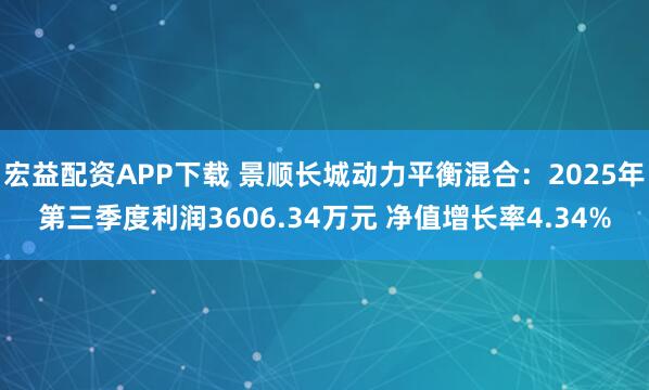 宏益配资APP下载 景顺长城动力平衡混合：2025年第三季度利润3606.34万元 净值增长率4.34%
