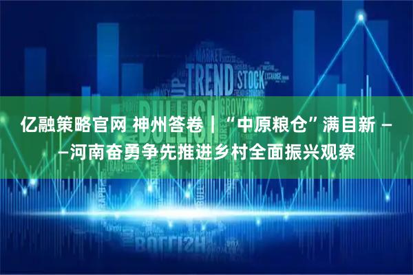 亿融策略官网 神州答卷｜“中原粮仓”满目新 ——河南奋勇争先推进乡村全面振兴观察